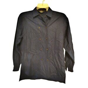 Vintage Women's Woolrich Button Front Buffalo Plaid Shirt, Blue Black Plaid